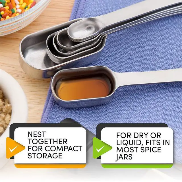 Alt view image 5 of 7 - Nesting Stainless Steel Measuring Spoons Set of 7 with Leveler
