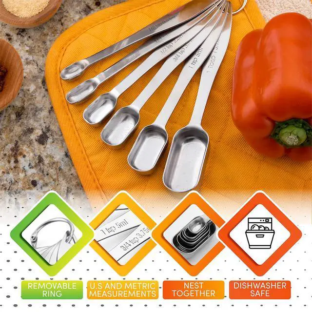 Alt view image 6 of 7 - Nesting Stainless Steel Measuring Spoons Set of 7 with Leveler