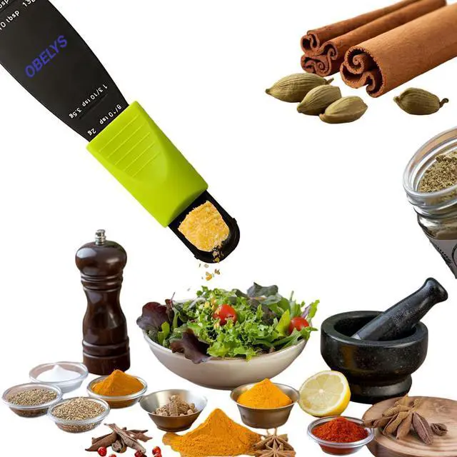 Alt view image 5 of 5 - Adjustable Measuring Spoon Set Black & Green Kitchen Tool for Precise Measuring | Ideal for Dry & Liquid Ingredients | Space-Saving, Easy-to-Use, Dishwasher Safe | Pack of 2 for Cooking & Baking
