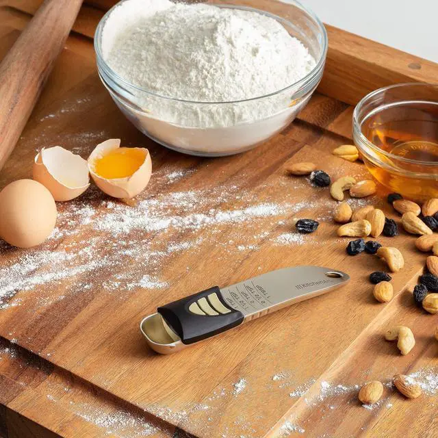 Alt view image 5 of 7 - Professional Series Tablespoon, Champagne Satin Measuring Spoon, Adjustable from 1/2 Teaspoon to 1 Tablespoon, White & Black
