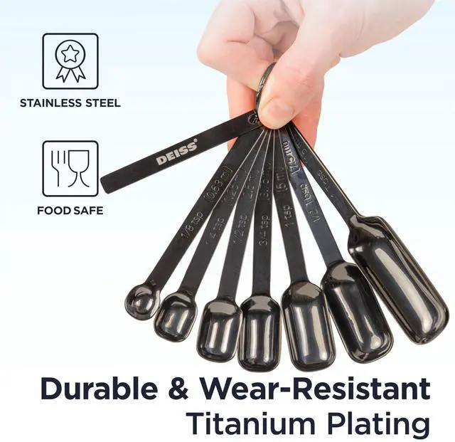 Alt view image 4 of 7 - PRO Heavy Duty Stainless Steel Measuring Spoons for Cooking Spices Dry or Liquid Ingredients Fits in Spice Jar Adjustable Measuring Spoon Set of 7 Measuring with Leveler Measuring Spoons Set