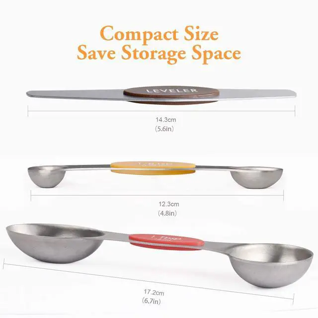 Alt view image 2 of 7 - Magnetic Measuring Spoons Set Stainless Steel Dual Sided Measuring Spoons