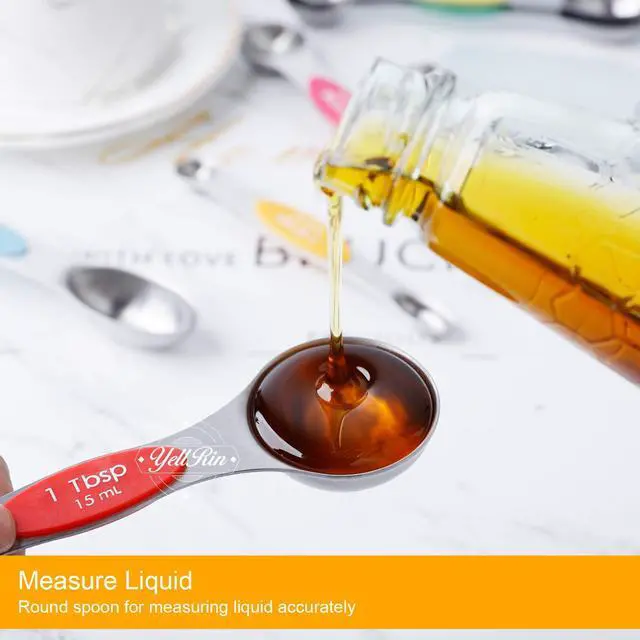 Alt view image 5 of 7 - Magnetic Measuring Spoons Set Stainless Steel Dual Sided Measuring Spoons