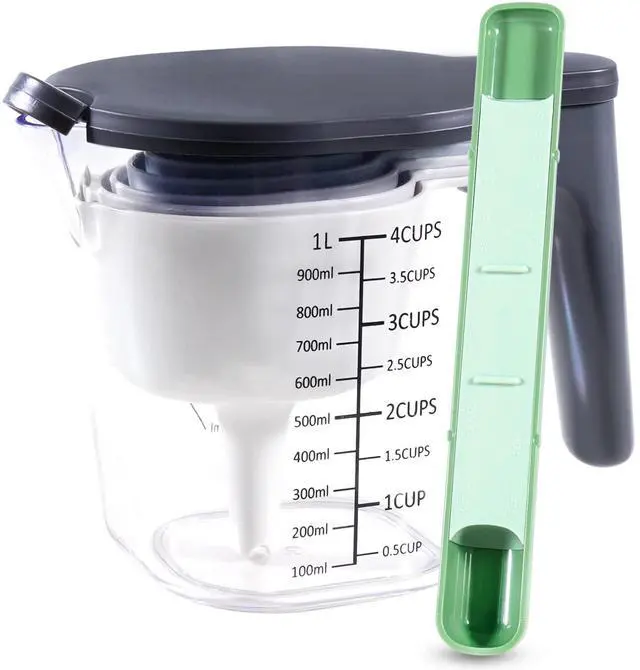 Main image of 11-Pc Measuring Cups and Spoons Set, Stackable with Lids, Green