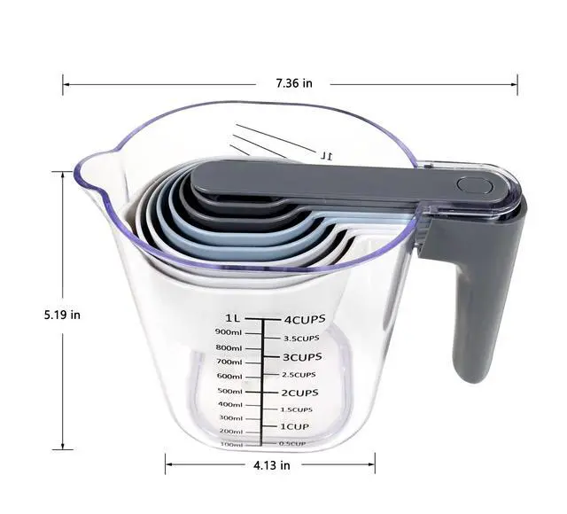 Alt view image 4 of 7 - 11-Pc Measuring Cups and Spoons Set, Stackable with Lids, Green