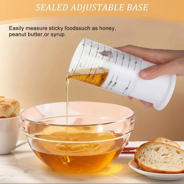 Alt view image 4 of 7 - 6 Pcs Adjustable Push up Measuring Cup Set Includes 2 Adjustable Measuring Cups and 5 Measurings Spoon for Peanut Butter Liquid Dry Semi Solid Ingredient Home Cooking Tool(6.5 * 10cm)