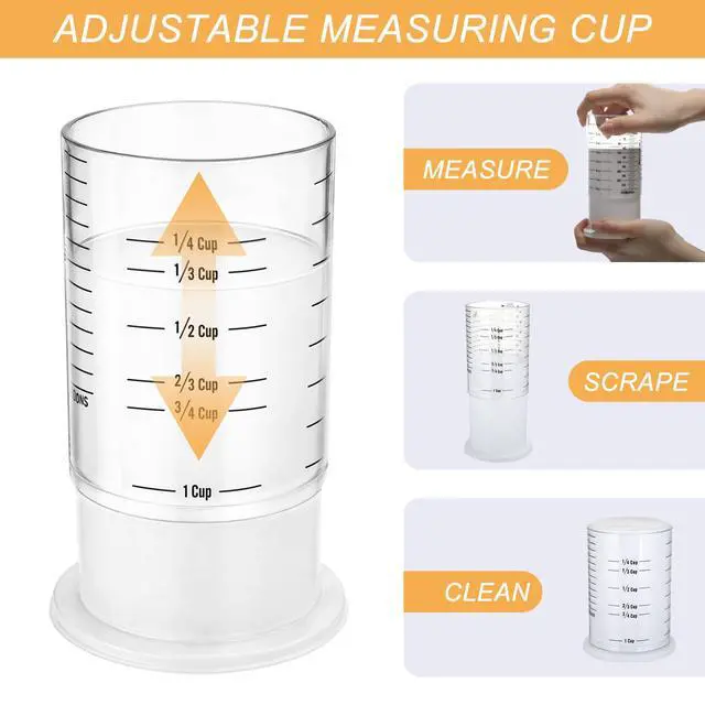 Alt view image 7 of 7 - 6 Pcs Adjustable Push up Measuring Cup Set Includes 2 Adjustable Measuring Cups and 5 Measurings Spoon for Peanut Butter Liquid Dry Semi Solid Ingredient Home Cooking Tool(6.5 * 10cm)