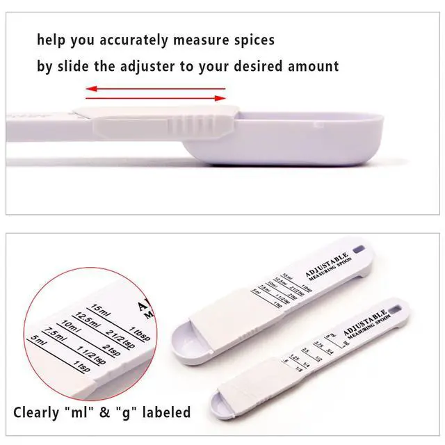 Alt view image 3 of 5 - Adjustable Measuring Spoon, Double End All in One Adjustable Scale Metering Spoon for Baking, Cooking, Powder, Oil, Sugar, Salt (Set of 2)