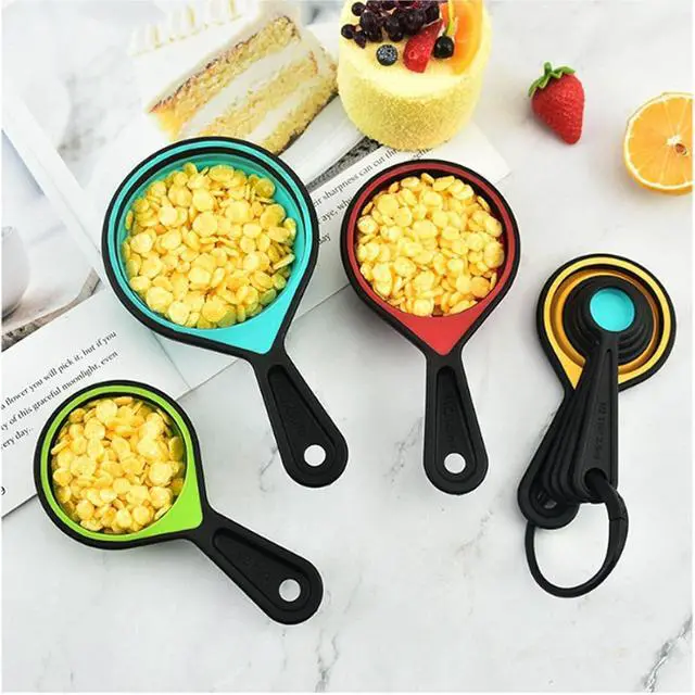 Alt view image 5 of 5 - Premium Adjustable Measuring Cups and Spoons Set, 8-Piece | Collapsible Space-Saving Design for Easy Storage, Dishwasher Safe Silicone Kit for Baking, Cooking & Camping Essentials.