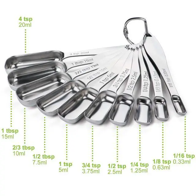 Alt view image 5 of 7 - Narrow Measuring Spoons Set of 10, Heavy-Duty Stainless Steel Measuring Spoons with Long Handles & Engraved Measurements, Fits in Spice Jars, for Baking & Cooking