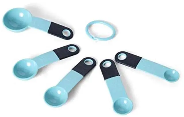 Main image of Measuring Spoons, Set Of 5, Aqua Sky
