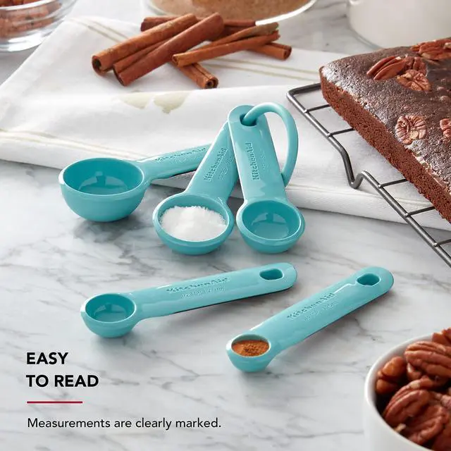 Alt view image 7 of 7 - Measuring Spoons, Set Of 5, Aqua Sky