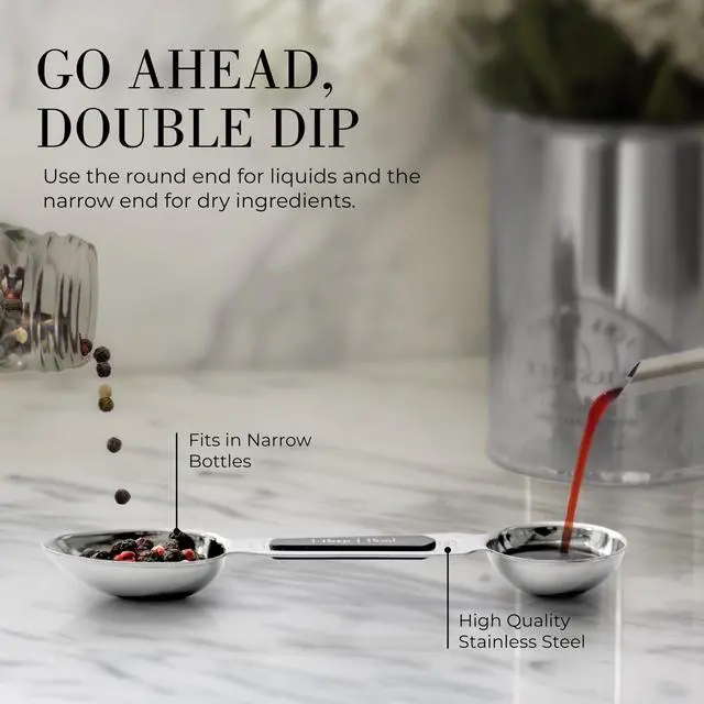 Alt view image 5 of 7 - Stainless Steel Magnetic Measuring Spoons Set - 8-Piece Heavy Duty Metal, BPA-free, Stackable, Double Sided Measuring Spoons with Leveler for Dry and Liquid Ingredient - Fits in Spice Jars