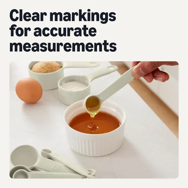 Alt view image 4 of 7 - Measuring Cups and Spoons, 10-Piece Set, Food-Grade Plastic, Dishwasher-Safe, Linen Gray