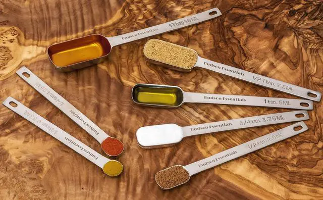 Alt view image 6 of 7 - Stainless Steel Measuring Spoons Set for Dry or Liquid - Fits in Spice Jars - Set of 7