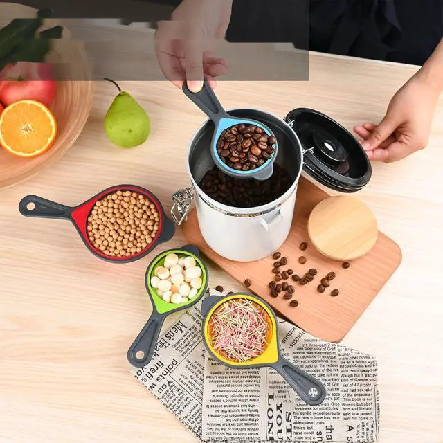 Alt view image 5 of 5 - Measuring Cups and Spoons set, Collapsible Measuring Cups, 8 pieces Measuring Cups&Spoons Set, Engraved Metric & US Markings for Liquid&Dry Measuring, Space Saving, BPA Free Colorful Silicone