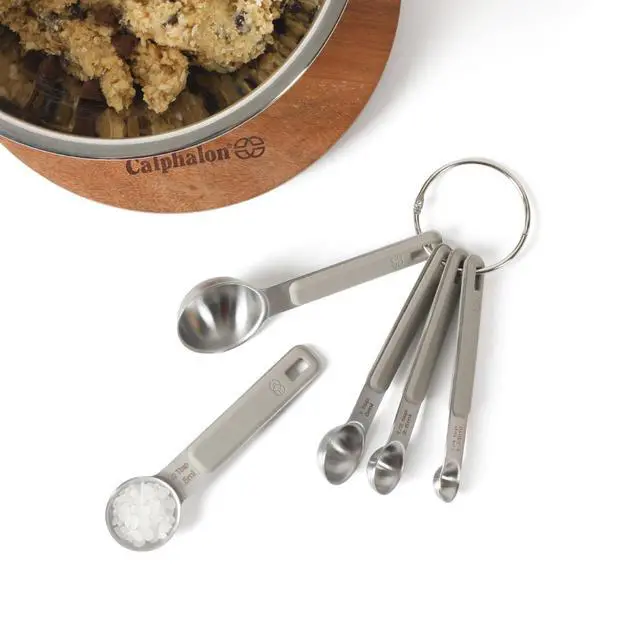 Alt view image 2 of 5 - Prime Measuring Spoons, 5-Piece Stainless Steel Measuring Spoon Set with Taupe Silicone Handles, Accurate Kitchen Measuring Tools for Spices, Baking & Small Portions
