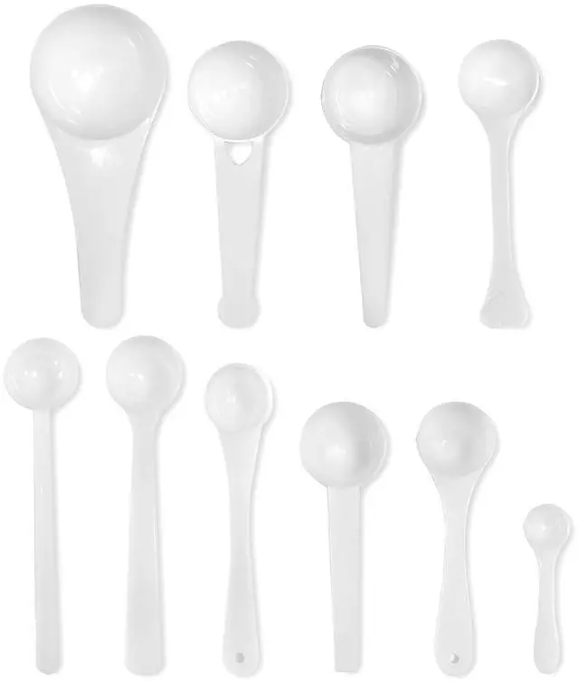 Main image of 10Pcs Plastic Measuring Spoons Set Gram Cup Powder Scoops 0.25g 0.5g 1g 1.5g 2g 3g 5g 7.5g 10g 15g Adjustable Measuring Spoons for Powder Bead Coffee Spices Dry Goods