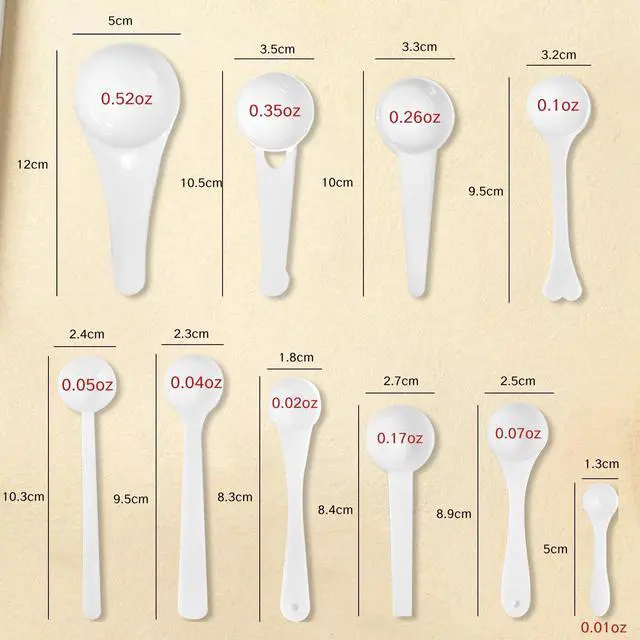 Alt view image 7 of 7 - 10Pcs Plastic Measuring Spoons Set Gram Cup Powder Scoops 0.25g 0.5g 1g 1.5g 2g 3g 5g 7.5g 10g 15g Adjustable Measuring Spoons for Powder Bead Coffee Spices Dry Goods