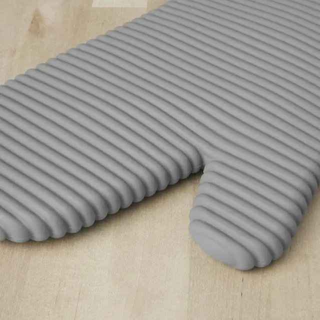 Alt view image 3 of 3 - Ribbed Soft Silicone Oven Mitt 2-Pack Set, 7.5"x13", Grey