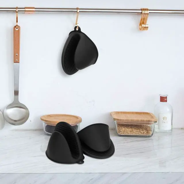 Alt view image 5 of 7 - Pair Heat Resistant Silicone Oven Mitts & Pot Holders for Cooking