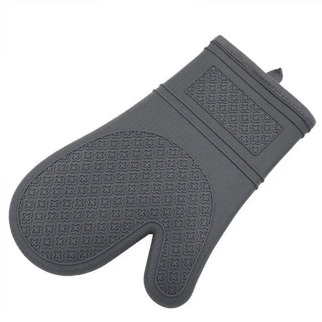 Alt view image 5 of 6 - Silicone Oven Mitts, Oven Gloves with Non-Slip Silicone, 600 Degree Heat Resistant, Soft Cotton Lining, Waterproof and BAP-Free, Oven Mitts for Cooking and Baking - 1 Pair 12 Inch Charcoal Grey
