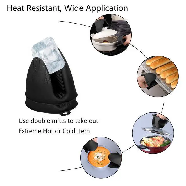 Alt view image 4 of 6 - Silicone Oven Mitts Heat Resistant Hot Pot Holders Set for Kitchens - Mini Oven Mittens Silicone Rubber Gloves Small Pot Pinch Grip for Cooking & Baking, 6 Pack Black
