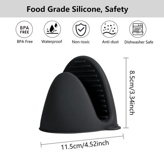 Alt view image 6 of 6 - Silicone Oven Mitts Heat Resistant Hot Pot Holders Set for Kitchens - Mini Oven Mittens Silicone Rubber Gloves Small Pot Pinch Grip for Cooking & Baking, 6 Pack Black