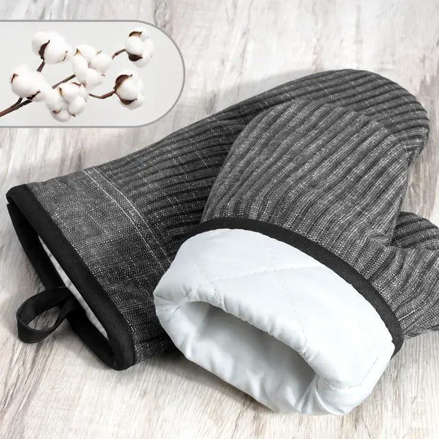 Alt view image 3 of 7 - Oven Mitts and Pot Holders, Silicone Oven Gloves, 500 F Heat Resistant Oven Mitts Sets, Non-Slip Silicone Textured Grip, Darkgray