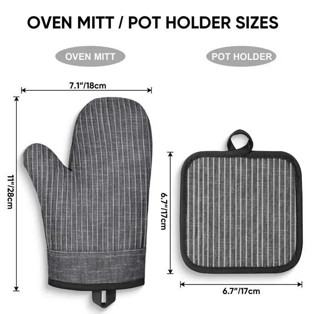 Alt view image 7 of 7 - Oven Mitts and Pot Holders, Silicone Oven Gloves, 500 F Heat Resistant Oven Mitts Sets, Non-Slip Silicone Textured Grip, Darkgray