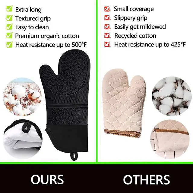 Alt view image 3 of 6 - 6pcs Silicone Oven Mitts and Pot Holders Sets for Kitchen, Black