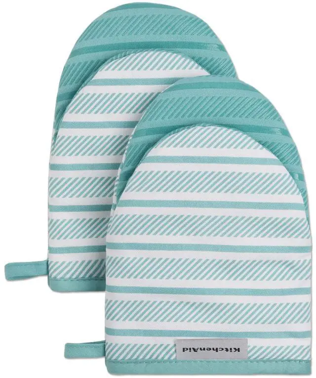 Main image of Albany Mini Oven Mitt 2-Pack Set, Aqua Sky, 5.5"x8"