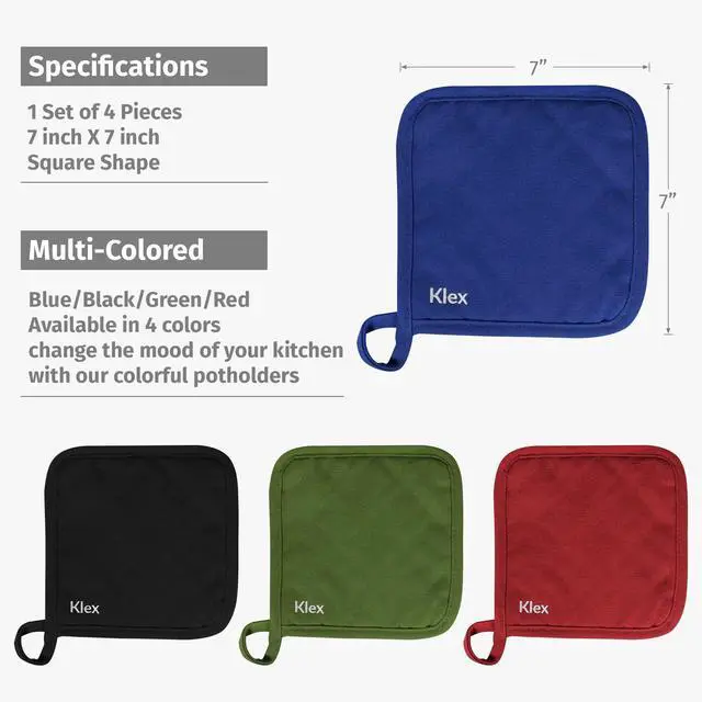 Alt view image 6 of 7 - Extra Long Silicone Oven Mitts and Pot Holders, 932°F Degrees Heat Resistance with Quilted Liner Oven Gloves and Hot Pads, 4 Piece Set, 15 inch, Red