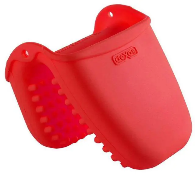 Main image of Mini Silicone Oven Mitt with Raised Nibs, Heat Resistant to 450°F, Red, Dishwasher Safe