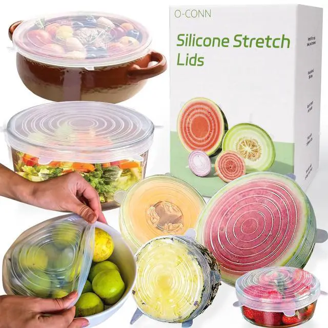 Main image of Reusable Silicone Stretch Lids for Food Storage Elastic Bowl Covers Fit Round & Rectangle Containers, Jars, Cups Heat-Resistant, Dishwasher Safe, Premium Kitchen Gadgets (7-Piece Set)