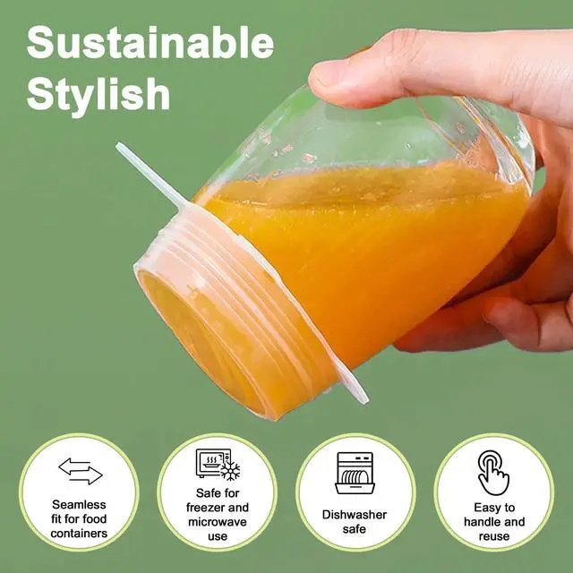 Alt view image 5 of 6 - Reusable Silicone Stretch Lids for Food Storage Elastic Bowl Covers Fit Round & Rectangle Containers, Jars, Cups Heat-Resistant, Dishwasher Safe, Premium Kitchen Gadgets (7-Piece Set)
