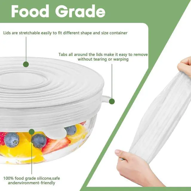 Alt view image 6 of 6 - Reusable Silicone Stretch Lids for Food Storage Elastic Bowl Covers Fit Round & Rectangle Containers, Jars, Cups Heat-Resistant, Dishwasher Safe, Premium Kitchen Gadgets (7-Piece Set)