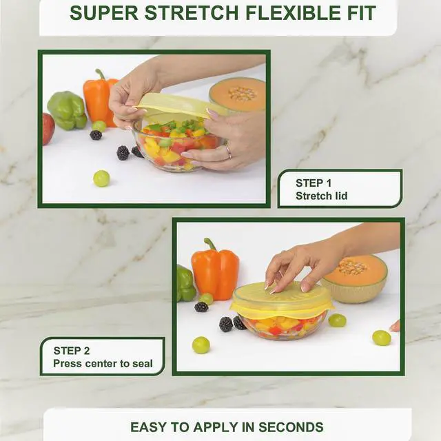 Alt view image 2 of 7 - Silicone Stretch Lids 6 PCS Airtight Reusable Food Covers for Bowls & Containers, Multi Size Flexible Silicone Lids, Leak Proof, BPA Free, Microwave Dishwasher & Freezer Safe
