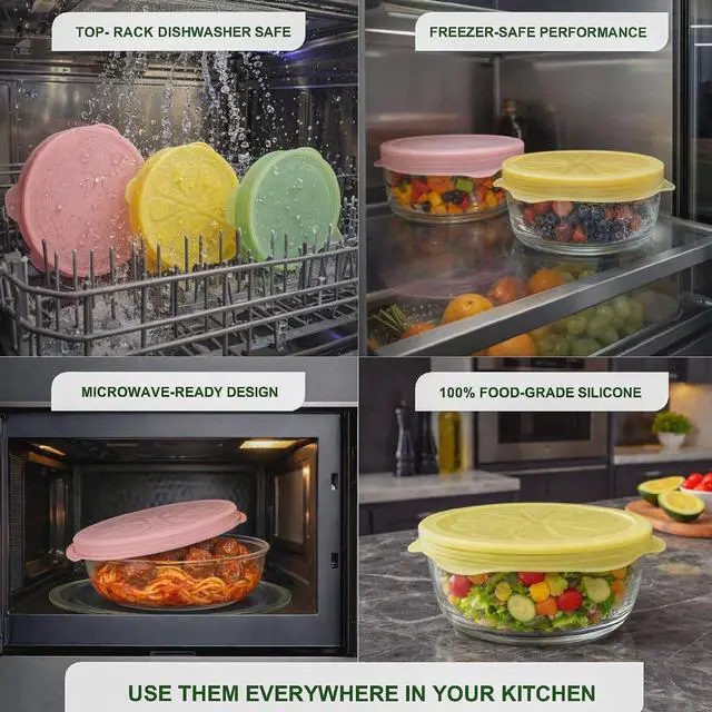 Alt view image 5 of 7 - Silicone Stretch Lids 6 PCS Airtight Reusable Food Covers for Bowls & Containers, Multi Size Flexible Silicone Lids, Leak Proof, BPA Free, Microwave Dishwasher & Freezer Safe