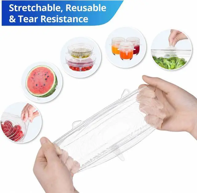 Alt view image 3 of 7 - Silicone Stretch Lids, 6PCS Reusable Zero Waste Container Covers