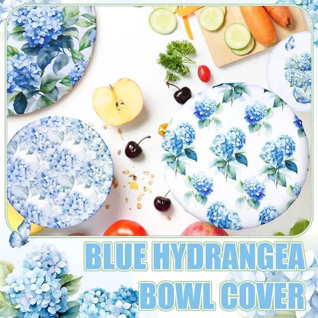 Alt view image 3 of 7 - 10 Pcs Bowl Covers Reusable in 5 Size Stretch Cloth Fabric Elastic Food Storage Bowl Covers Bread Sourdough Lids for Proofing Food Fruits Leftover(Blue, White, Green,Hydrangea Style)