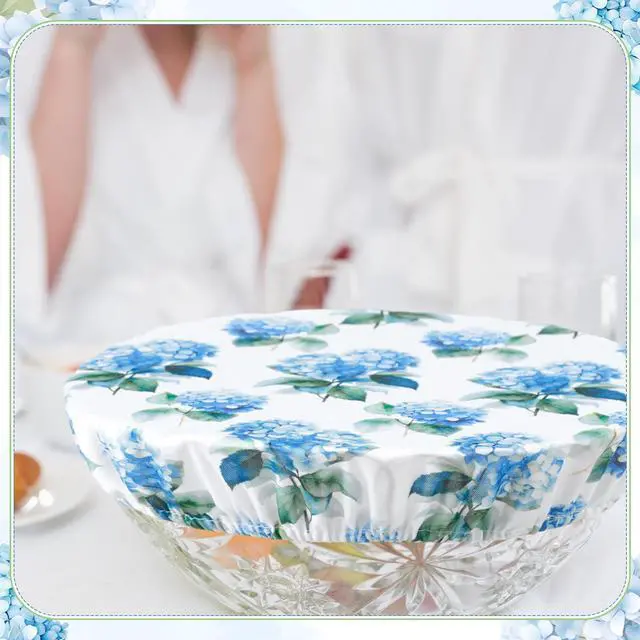 Alt view image 6 of 7 - 10 Pcs Bowl Covers Reusable in 5 Size Stretch Cloth Fabric Elastic Food Storage Bowl Covers Bread Sourdough Lids for Proofing Food Fruits Leftover(Blue, White, Green,Hydrangea Style)