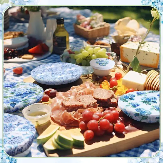 Alt view image 7 of 7 - 10 Pcs Bowl Covers Reusable in 5 Size Stretch Cloth Fabric Elastic Food Storage Bowl Covers Bread Sourdough Lids for Proofing Food Fruits Leftover(Blue, White, Green,Hydrangea Style)