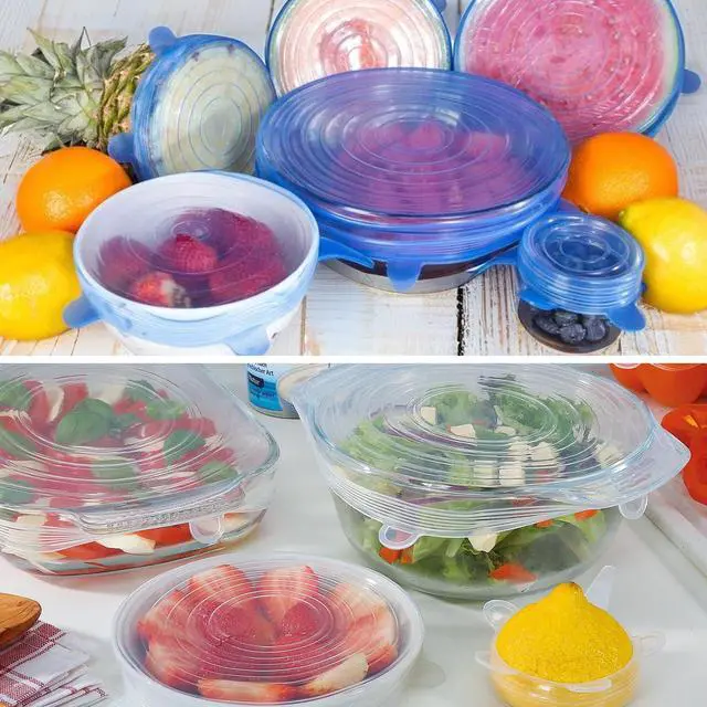 Alt view image 6 of 7 - 12Pcs Silicone Stretch Lids, Reusable Silicone Lids for Food Storage, 6 Different Sizes Food Grade Silicone Bowl Covers, Heat Resistant Airtight Seal Lids for Bowls Cups Cans Jars Round Containers