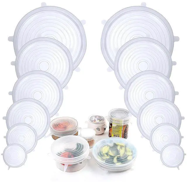 Main image of Silicone Stretch Lids, 12 Pack of Reusable Silicone Lids for Food Storage BPA-free Silicone Covers for Bowls, 6 Different Sizes to Fit Most Food Containers, Microwave & Dishwasher Use Safe