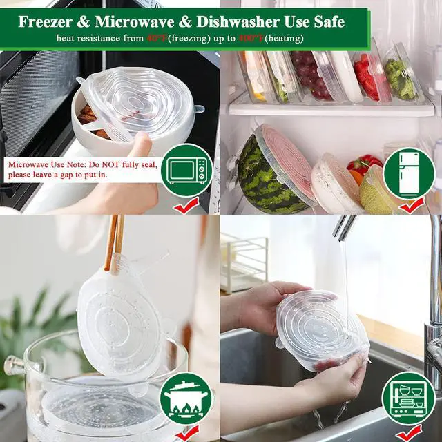 Alt view image 5 of 7 - Silicone Stretch Lids, 12 Pack of Reusable Silicone Lids for Food Storage BPA-free Silicone Covers for Bowls, 6 Different Sizes to Fit Most Food Containers, Microwave & Dishwasher Use Safe
