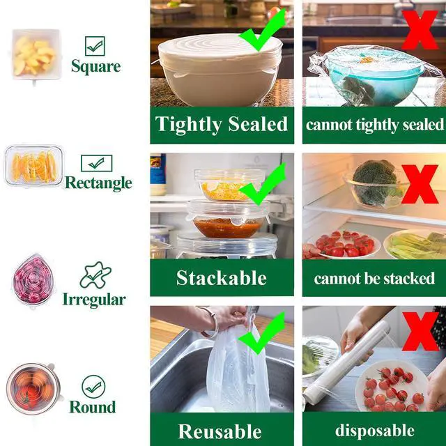 Alt view image 6 of 7 - Silicone Stretch Lids, 12 Pack of Reusable Silicone Lids for Food Storage BPA-free Silicone Covers for Bowls, 6 Different Sizes to Fit Most Food Containers, Microwave & Dishwasher Use Safe