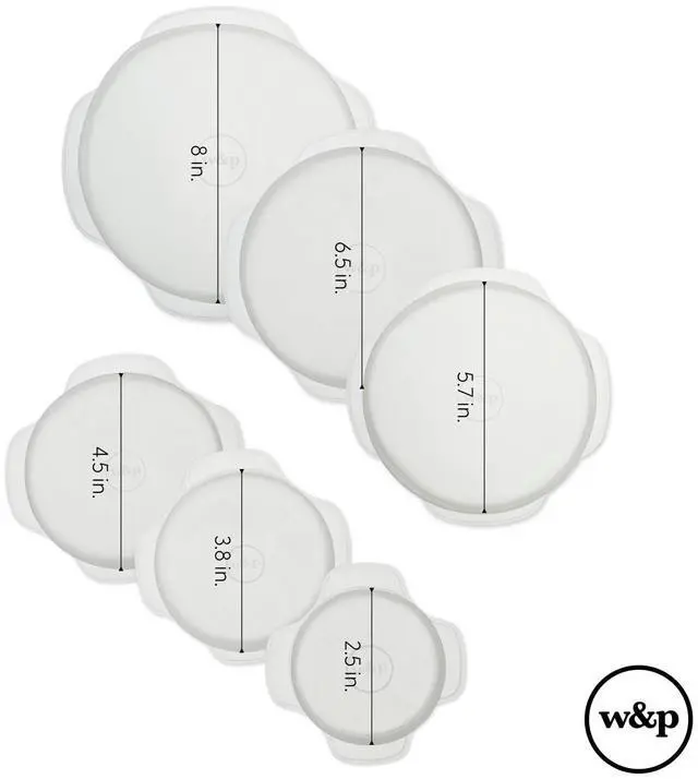 Alt view image 6 of 6 - Reusable Silicone Stretch Lid, Set of 6 Circular Lids, Dishwasher Safe, Freezer Safe, LFGB/Premium Materials, Microwave Safe, Clear