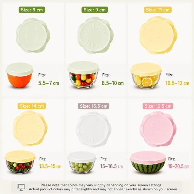 Alt view image 3 of 7 - Silicone Bowl Covers Stretch Lids (6 Pack) Reusable Food Storage Covers for Bowls, Cups & Containers Airtight, Leakproof, BPA Free, Eco-Friendly Microwave, Freezer & Dishwasher Safe
