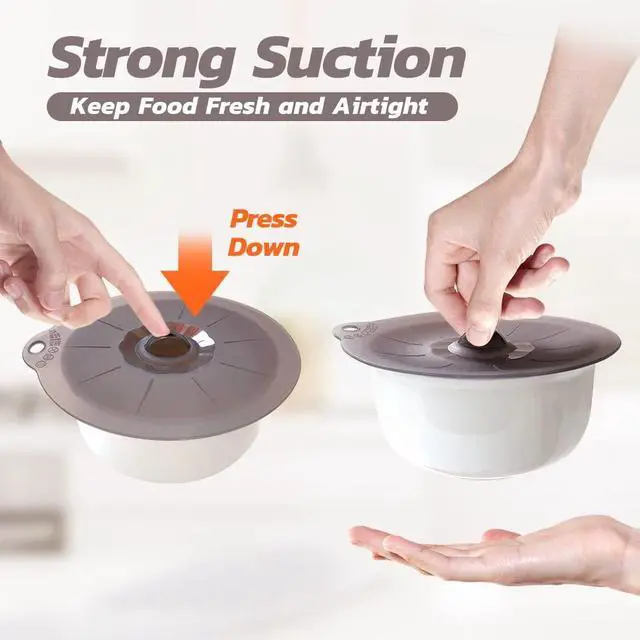 Alt view image 3 of 7 - Silicone Lids for Pots and Pans - Silicone Lids for Food and Bowl Covers for Food Safe BPA Free Silicone Bowl Covers Microwave Cover(Gray)